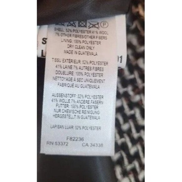 French Connection Coat Houndstooth Tweed Removable Faux Fur Collar Size L Luxury - Picture 8 of 8